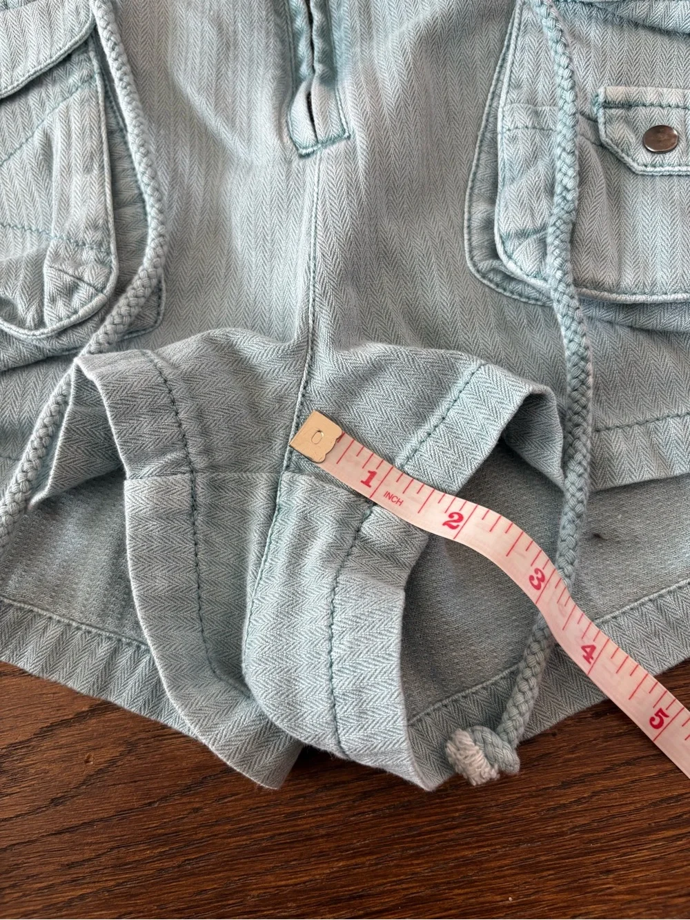 Free People Solid WAIMEA Slouchy Slate Blue Cargo Drawstring Shorts - Picture 13 of 13